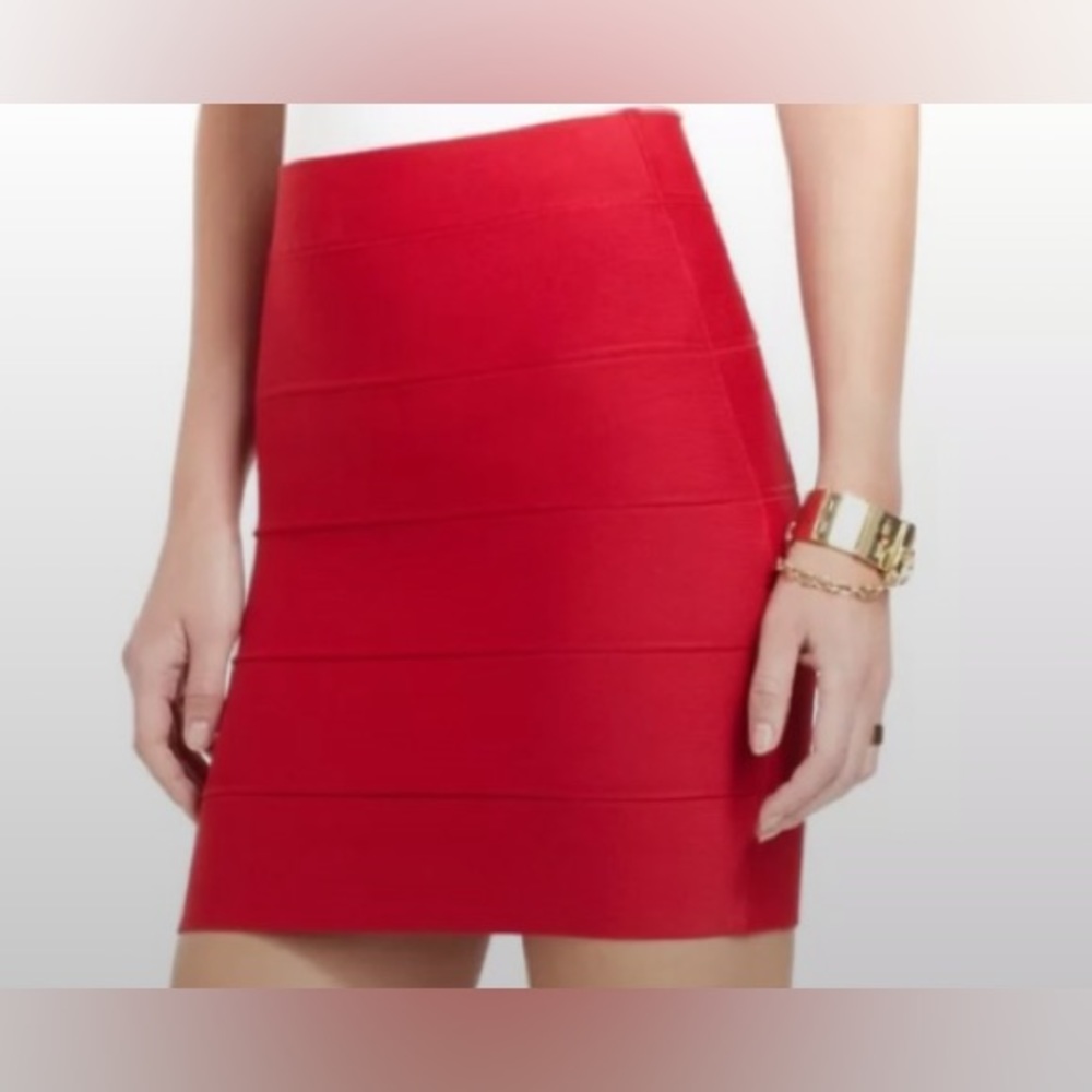 BCBG Red Bandage Bodycon High Waisted Mini Skirt